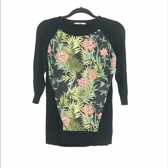 Oasis | Sweater Top With Contrast Floral Front XS - Picture 1 of 6